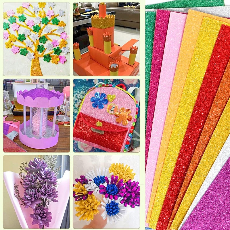Mluchee 10 Sheets Glitter Paper Sheet for Christmas New Year Thanksgiving Decor, A4 Cardstock Paper Self-adhesive Paper for Graduation DIY Card Decoration (Red) - Image 4